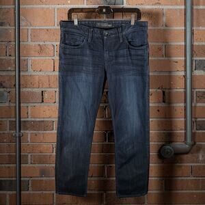 Guess Men's 33x30 Dark Blue Wash Lincoln Slim Straight Fit Cotton Blend Jeans